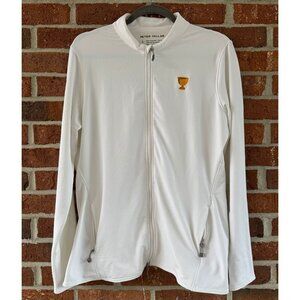 Peter Millar Full Zip Performance Jacket White UPF 50+ Crown Trophy Logo